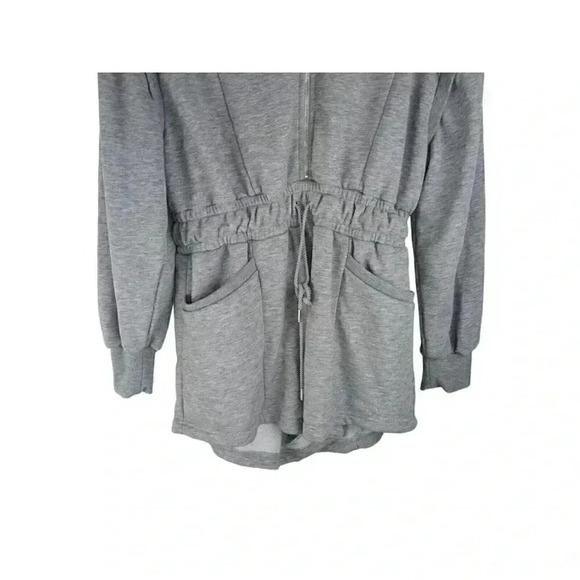 FOR LOVE LEMONS GRAY DRAWSTRING WAIST  ZIP HOODIE SWEAT Jumpsuit SIZE XL - Picture 4 of 9
